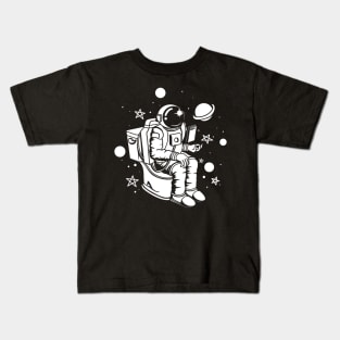 Poopin Astronaut Boldly Go Funny Space Gift Kids T-Shirt